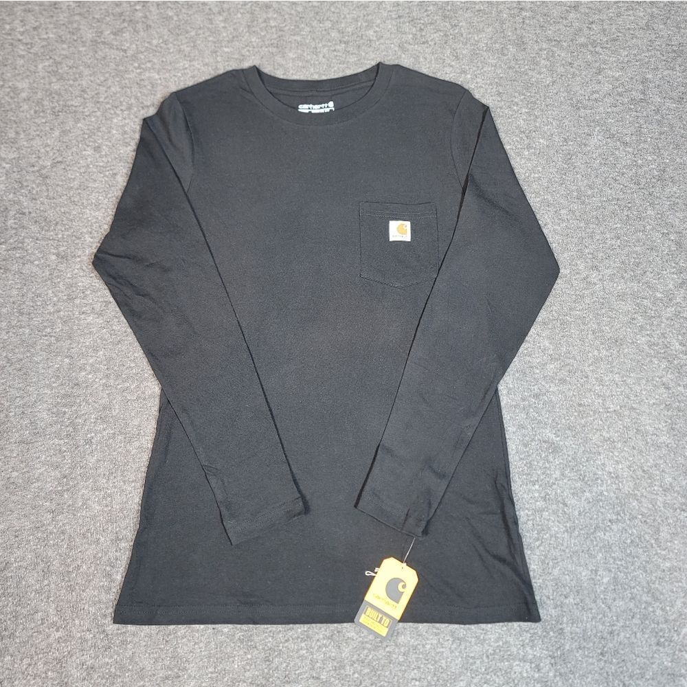 Carhartt Modern Fit Womens Pullover S Cotton Long Sleeve Chest Pocket Crew Neck